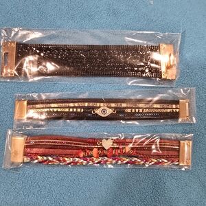 Chic Black and Gold Women's Bracelet Trio